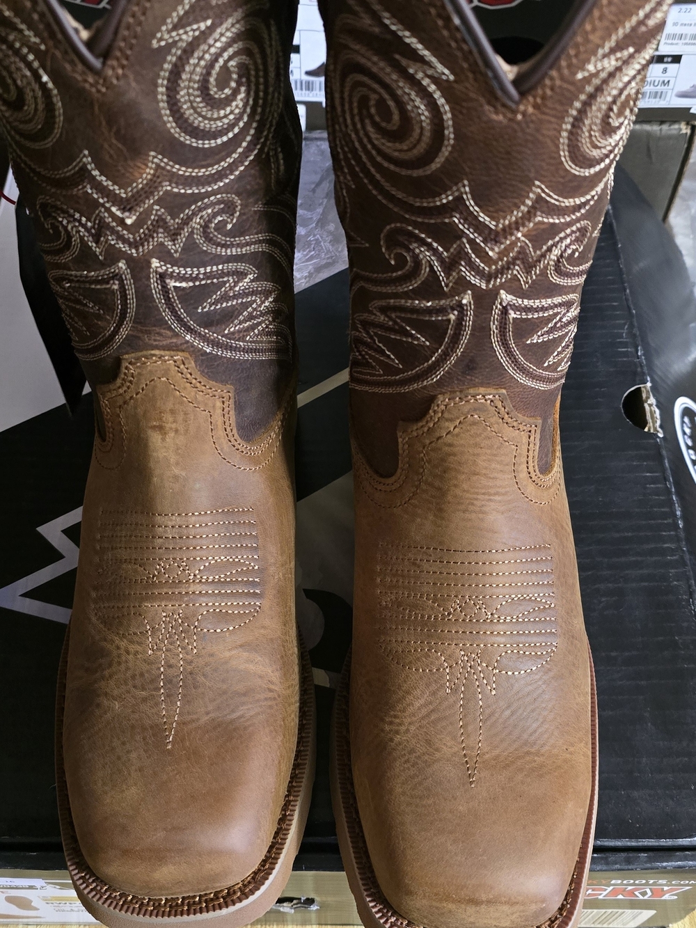 Rocky Men's 7 W Monocrepe Brown Leather Cowboy Boots - Western Stitching NWT